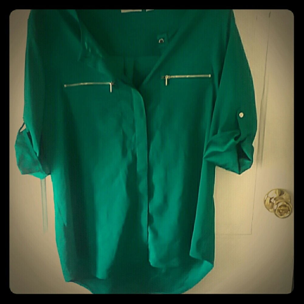 New York & Company green button up blouse